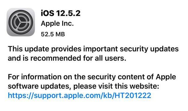 山西苹果手机维修分享iOS12.5.2发布，建议所有老苹果用户安装 